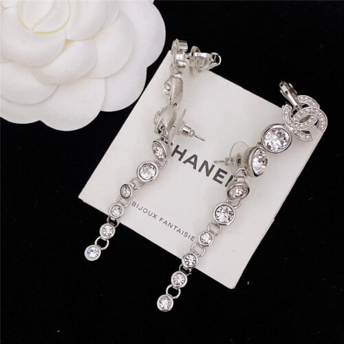 High Quality Luxury Chanel Tassel Rhinestone Earrings product detail