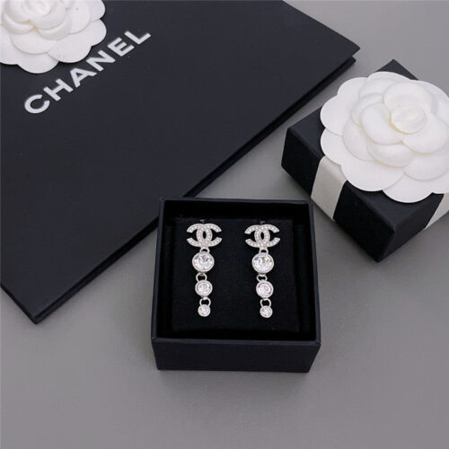 High Quality Luxury Chanel Three Diamond Tassel Earrings