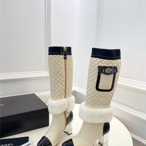High Quality Luxury Chanel Electroplated Heel Down Boots