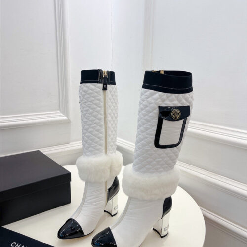 High Quality Luxury Chanel Electroplated Heel Down Boots – Style 53030