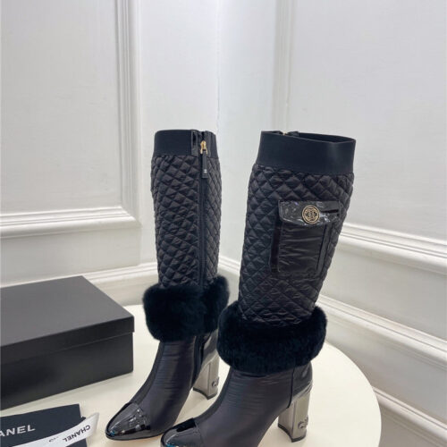 High Quality Luxury Chanel Electroplated Heel Down Boots – Style 18566