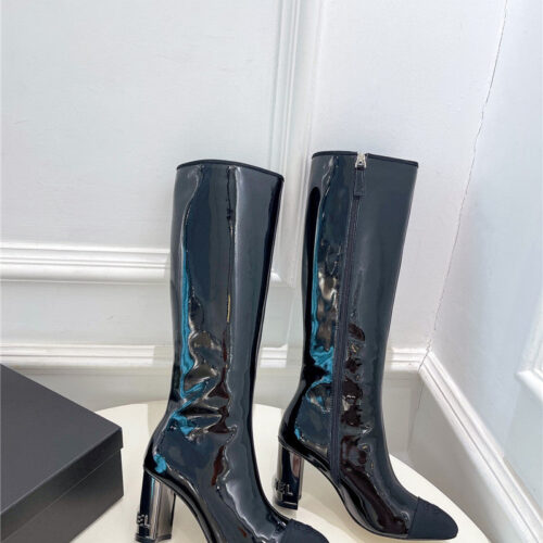 High Quality Luxury Chanel Patent Knee-High Heel Boots – Sizes 35–41 product detail