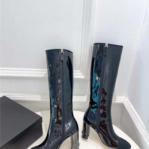 High Quality Luxury Chanel Patent Knee-High Heel Boots – Sizes 35–41 product detail