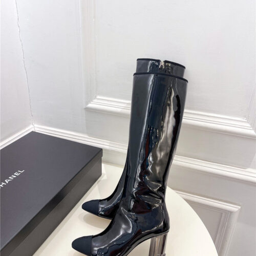 High Quality Luxury Chanel Patent Knee-High Heel Boots – Sizes 35–41 product detail