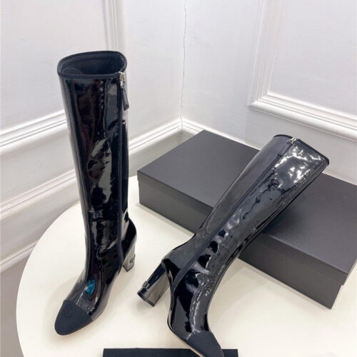 High Quality Luxury Chanel Patent Knee-High Heel Boots – Sizes 35–41 product detail