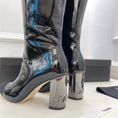 High Quality Luxury Chanel Patent Knee-High Heel Boots – Sizes 35–41 product detail
