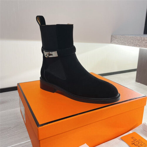 High Quality Luxury Hermes Kelly Buckle Martin Boots – Style 73219 alternate view