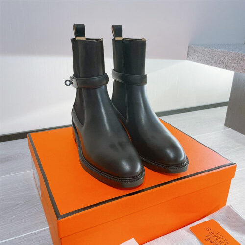 High Quality Luxury Hermes Kelly Buckle Martin Boots