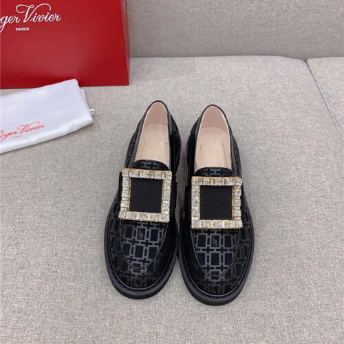 High Quality Luxury Roger Vivier New Patent Leather Diamond Buckle Loafers – Style 70388 alternate view