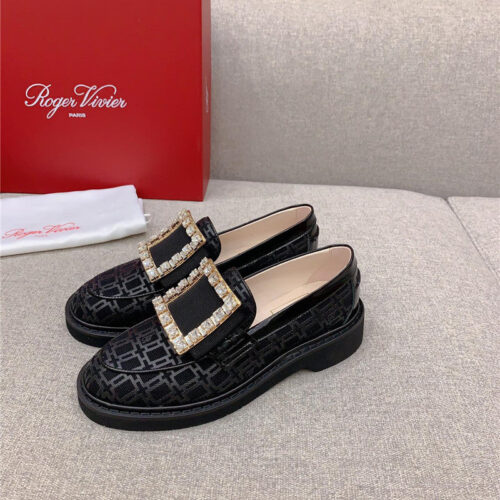 High Quality Luxury Roger Vivier New Patent Leather Diamond Buckle Loafers – Style 70388 product detail