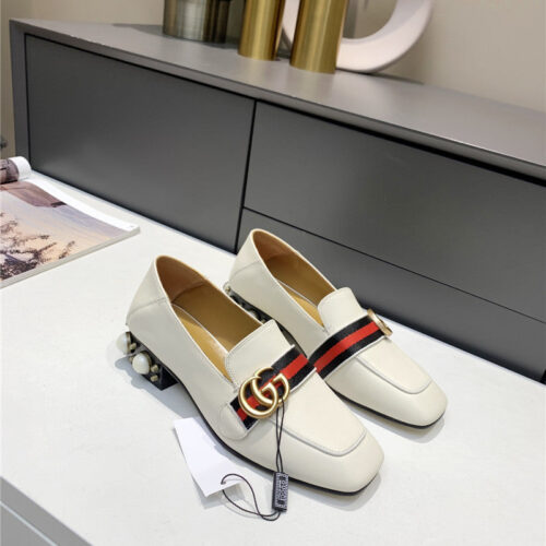High Quality Luxury Gucci Pearl Heel Shoes