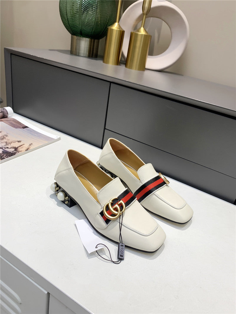 High Quality Luxury Gucci Pearl Heel Shoes