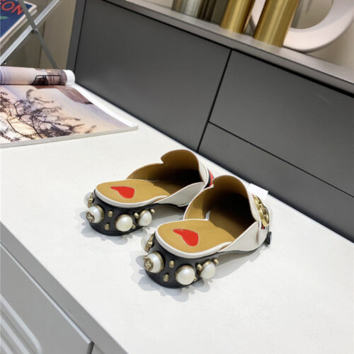 High Quality Luxury Gucci Pearl Heel Half Slippers product detail