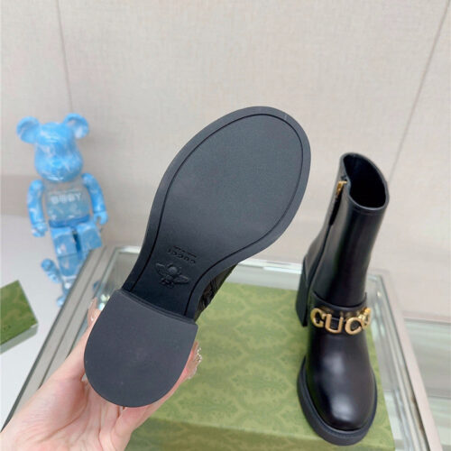 High Quality Luxury Gucci Metal Letter Buckle High Heel Boots product detail