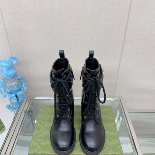 High Quality Luxury Gucci Double G Buckle Lace-Up High Heel Boots product detail