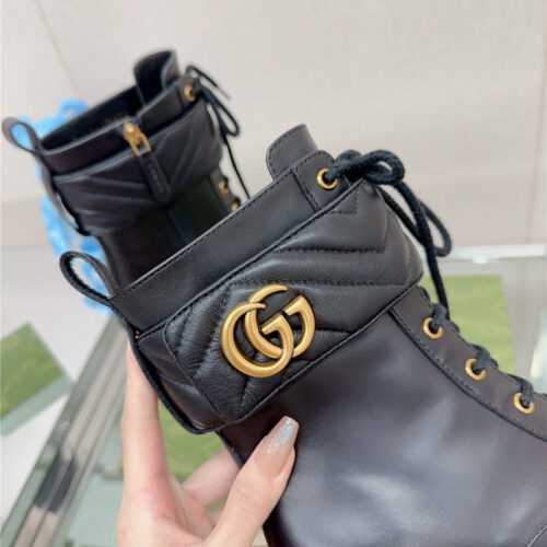 High Quality Luxury Gucci Double G Buckle Lace-Up High Heel Boots product detail