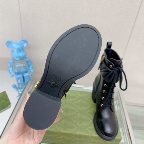 High Quality Luxury Gucci Double G Buckle Lace-Up High Heel Boots product detail