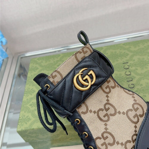 High Quality Luxury Gucci Double G Buckle Lace-Up High Heel Boots – Style 53747 product detail
