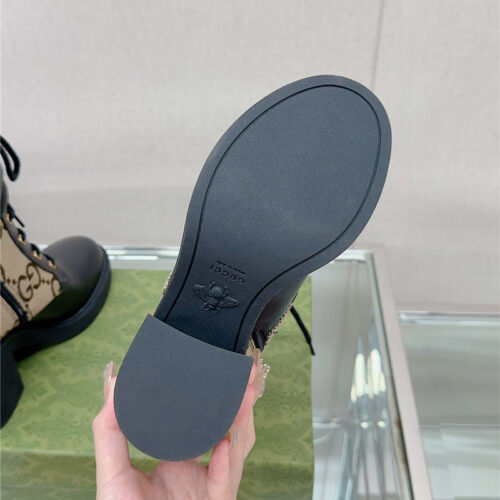 High Quality Luxury Gucci Double G Buckle Lace-Up High Heel Boots – Style 53747 product detail