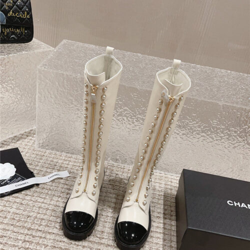 High Quality Luxury Chanel New Autumn And Winter Pearl Zipper Boots – Style 80710 alternate view