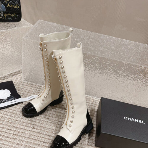 High Quality Luxury Chanel New Autumn And Winter Pearl Zipper Boots – Style 80710