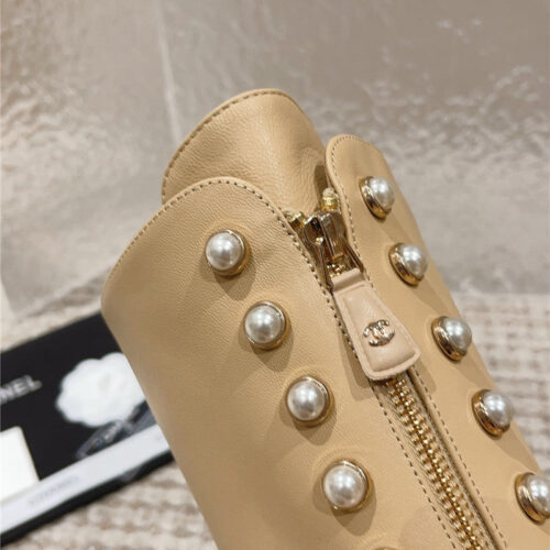 High Quality Luxury Chanel New Autumn And Winter Pearl Zipper Boots – Style 44550 product detail