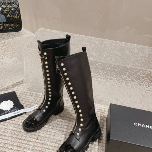 High Quality Luxury Chanel New Autumn And Winter Pearl Zipper Boots – Style 42854
