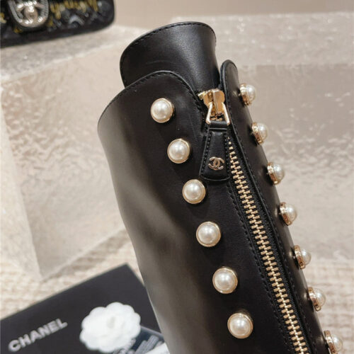 High Quality Luxury Chanel New Autumn And Winter Pearl Zipper Boots – Style 42854 product detail