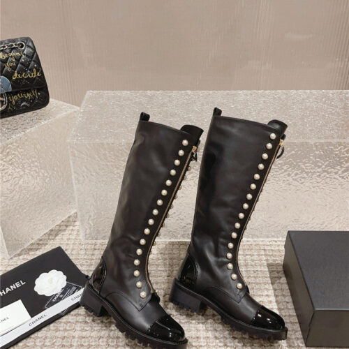 High Quality Luxury Chanel New Autumn And Winter Pearl Zipper Boots – Style 42854 product detail