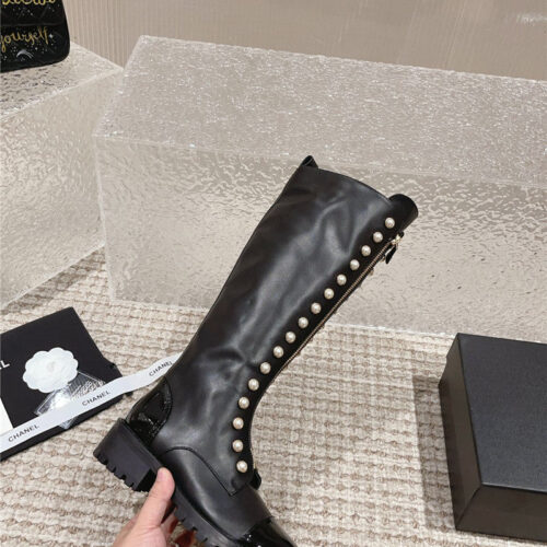 High Quality Luxury Chanel New Autumn And Winter Pearl Zipper Boots – Style 42854 product detail