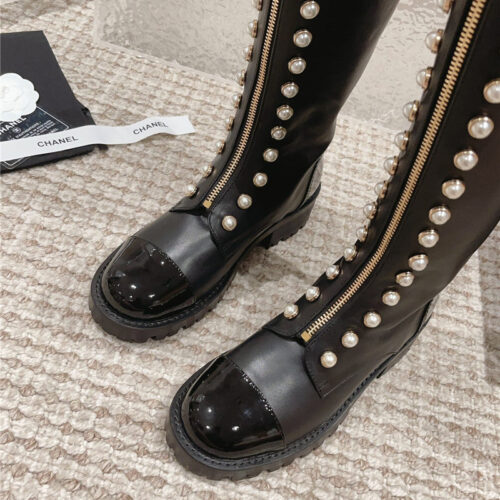 High Quality Luxury Chanel New Autumn And Winter Pearl Zipper Boots – Style 42854 product detail