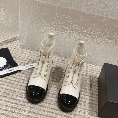 High Quality Luxury Chanel New Autumn And Winter Pearl Zipper Boots alternate view