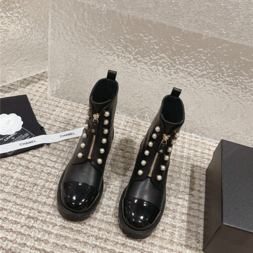 High Quality Luxury Chanel New Autumn And Winter Pearl Zipper Boots – Style 72230 alternate view