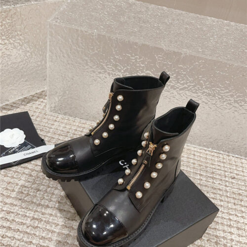 High Quality Luxury Chanel New Autumn And Winter Pearl Zipper Boots – Style 72230