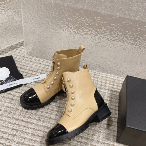 High Quality Luxury Chanel New Autumn And Winter Pearl Zipper Boots – Style 36070 product detail