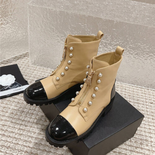 High Quality Luxury Chanel New Autumn And Winter Pearl Zipper Boots – Style 36070