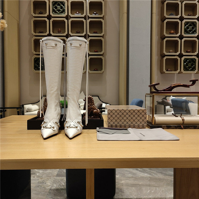 High Quality Luxury Balenciaga Metal Stud Le Cagloe Motorcycle Boots – Style 36035 product detail