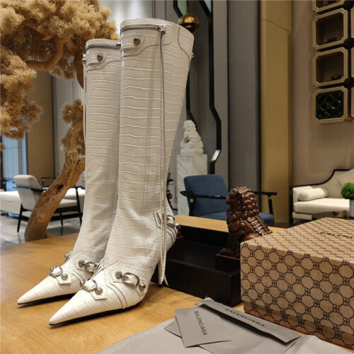 High Quality Luxury Balenciaga Metal Stud Le Cagloe Motorcycle Boots – Style 36035