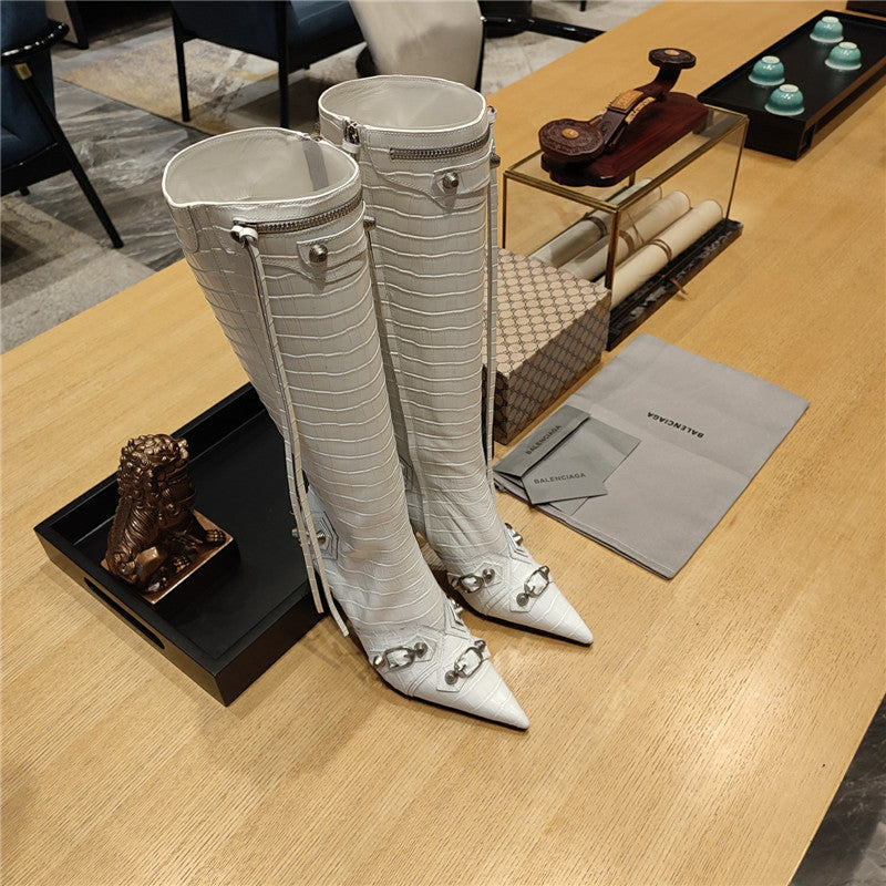 High Quality Luxury Balenciaga Metal Stud Le Cagloe Motorcycle Boots – Style 36035 product detail
