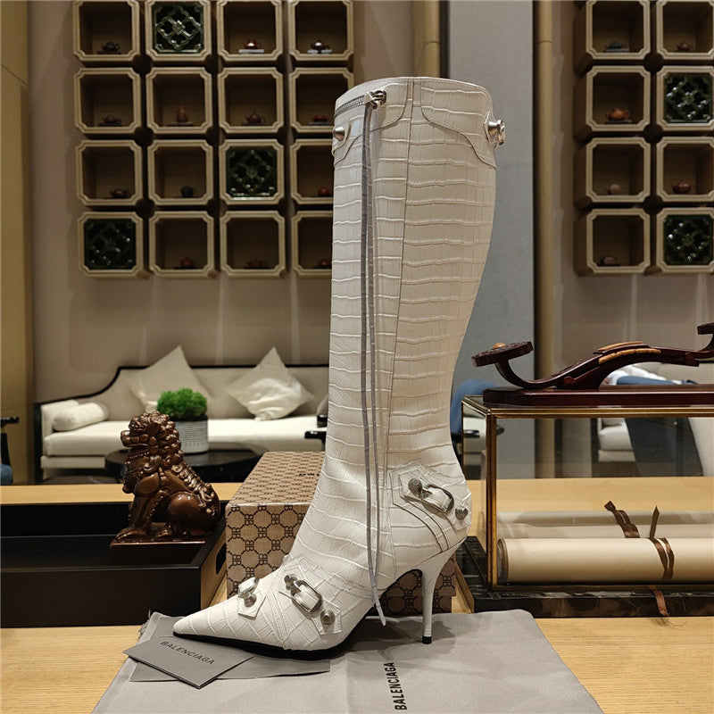 High Quality Luxury Balenciaga Metal Stud Le Cagloe Motorcycle Boots – Style 36035 product detail