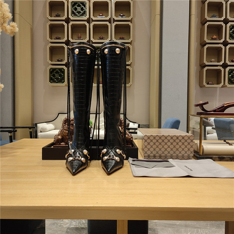 High Quality Luxury Balenciaga Metal Stud Le Cagloe Motorcycle Boots – Style 34339 product detail