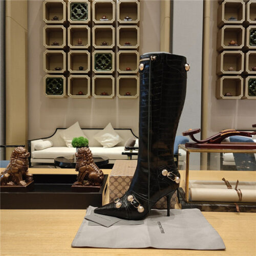 High Quality Luxury Balenciaga Metal Stud Le Cagloe Motorcycle Boots – Style 34339 product detail