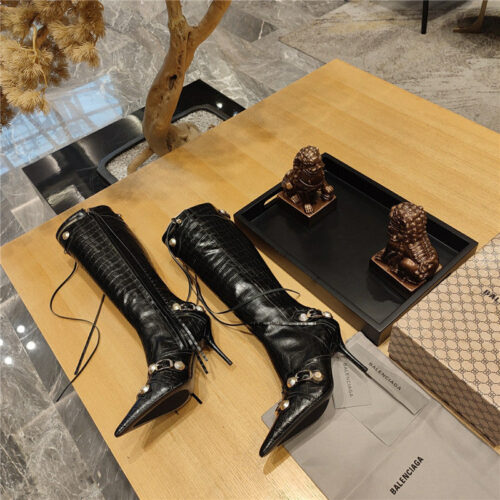 High Quality Luxury Balenciaga Metal Stud Le Cagloe Motorcycle Boots – Style 34339 product detail