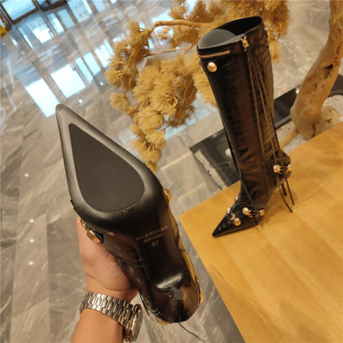 High Quality Luxury Balenciaga Metal Stud Le Cagloe Motorcycle Boots – Style 34339 product detail
