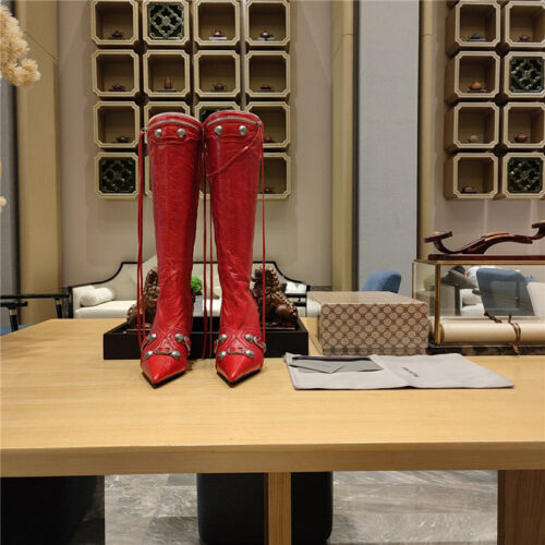 High Quality Luxury Balenciaga Metal Stud Le Cagloe Motorcycle Boots – Style 98179 alternate view