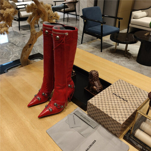 High Quality Luxury Balenciaga Metal Stud Le Cagloe Motorcycle Boots – Style 98179
