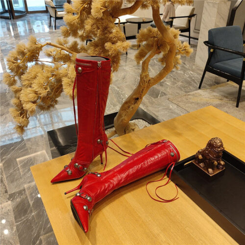 High Quality Luxury Balenciaga Metal Stud Le Cagloe Motorcycle Boots – Style 98179 product detail