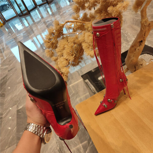 High Quality Luxury Balenciaga Metal Stud Le Cagloe Motorcycle Boots – Style 98179 product detail
