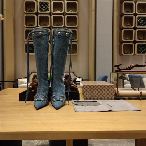 High Quality Luxury Balenciaga Metal Stud Le Cagloe Motorcycle Boots – Style 62019 product detail