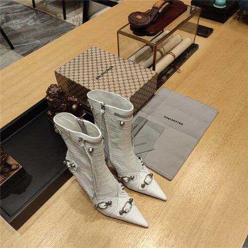 High Quality Luxury Balenciaga Metal Stud Le Cagloe Motorcycle Boots – Style 93091 alternate view